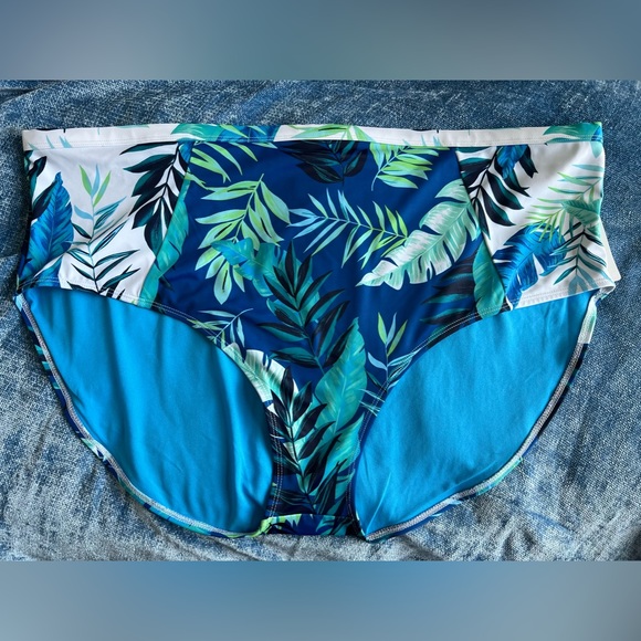 NWT 3X Peyton & Parker Plus sized Blue Tropical Bikini - Picture 2 of 9